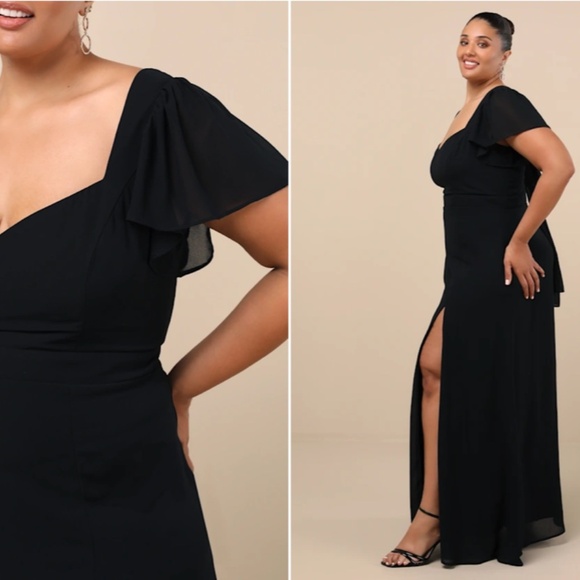 LULU's Prom Wedding Romantic Bridesmaid Sexy Flowy Elegant Sophisticated Maxi - Picture 5 of 8